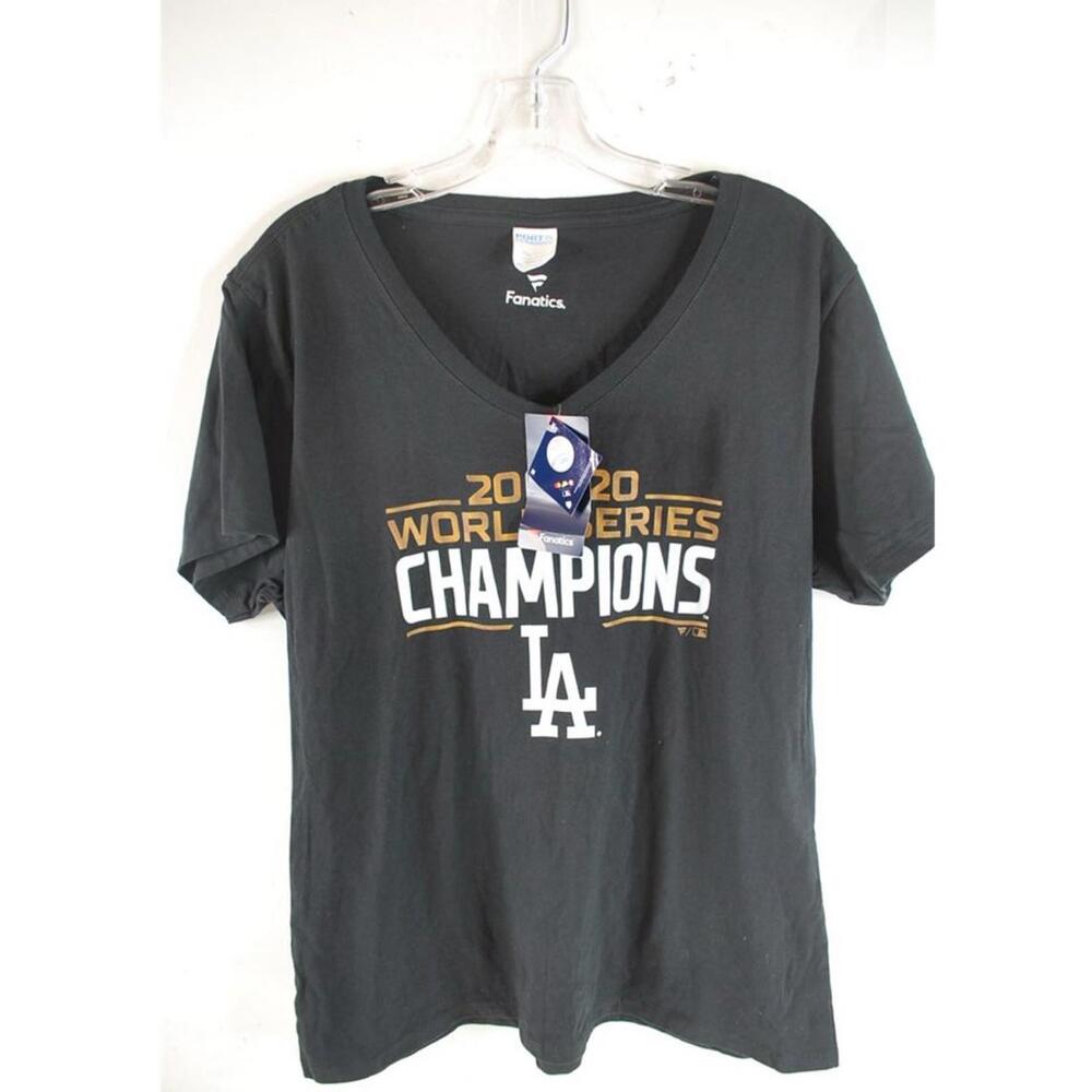 NWT Fanatics LA Dodgers World Series 2020 V Neck Shirt Woman’s XL Black